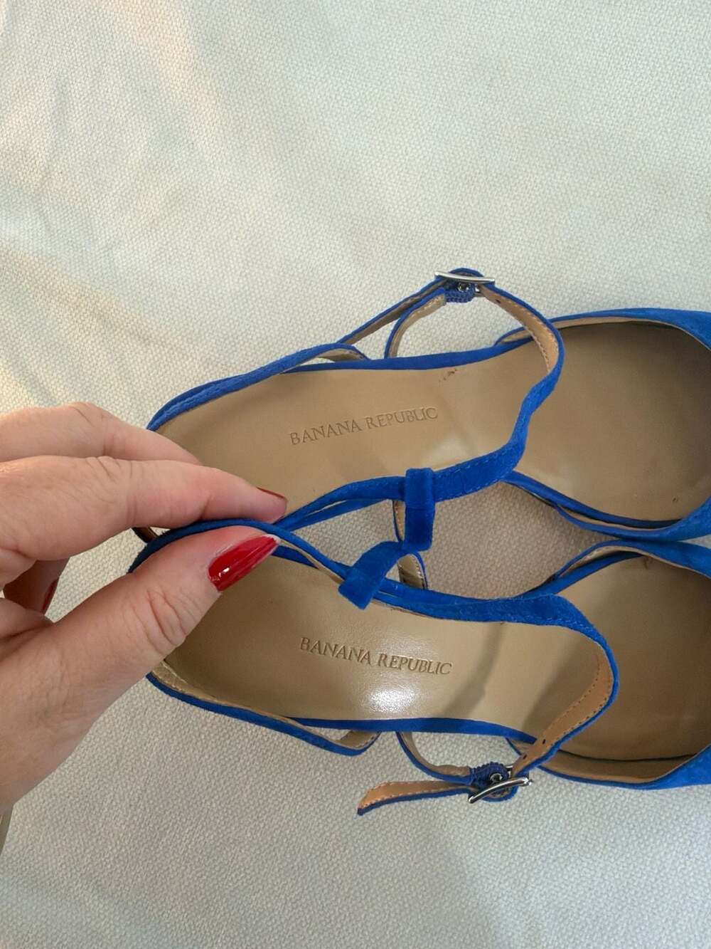 Banana Republic Blue Suede Pointed Toe Slingback Heels Size 7.5 - Picture 6 of 7
